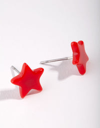 Red Festive Star Stud Earrings - link has visual effect only