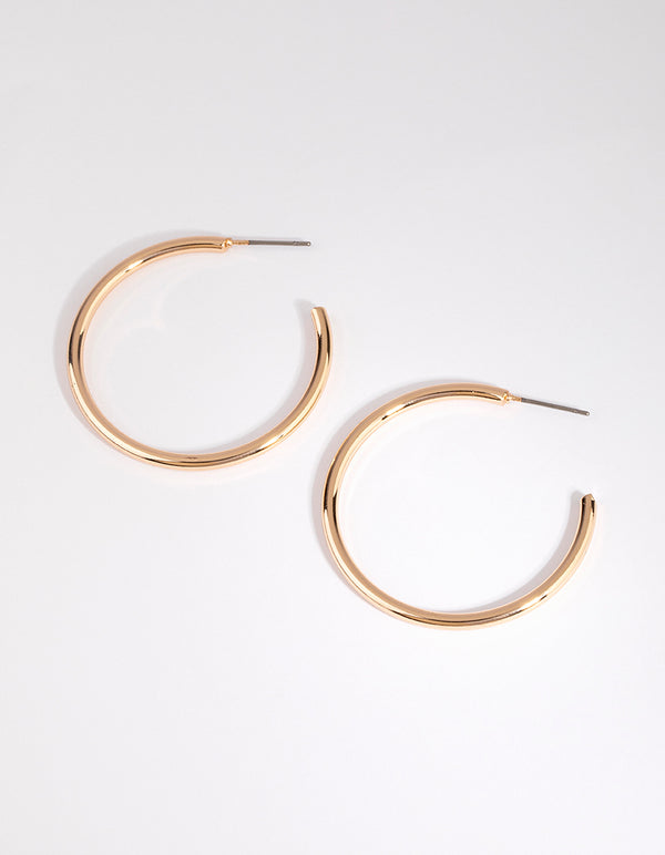 Gold Curved Large Hoop Earrings
