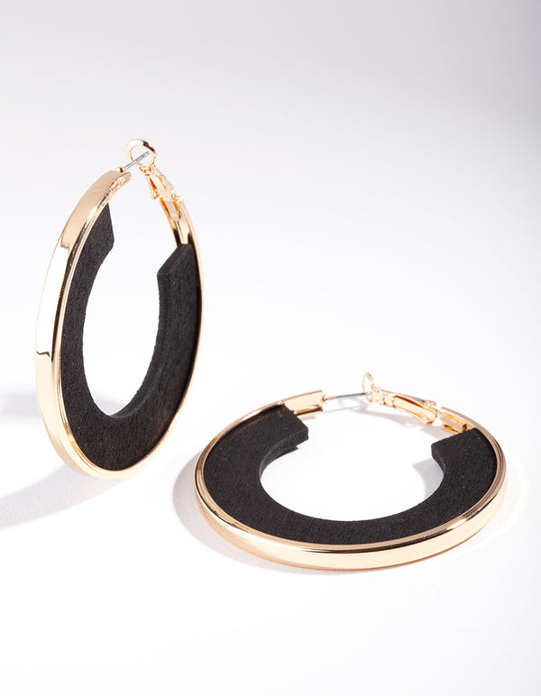 Gold Black Inner Hoop Earrings