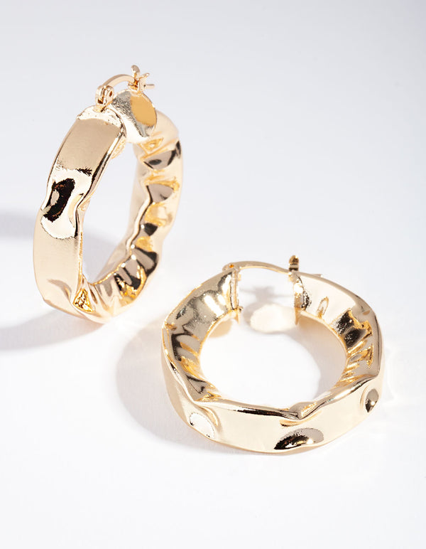 Gold Plated Thick Twist Hoop Earrings