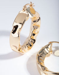 Gold Plated Thick Twist Hoop Earrings - link has visual effect only