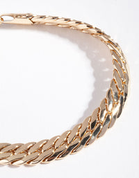 Gold Plated Thick Chain Bracelet - link has visual effect only
