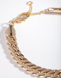 Gold Plated Thick Chain Bracelet - link has visual effect only