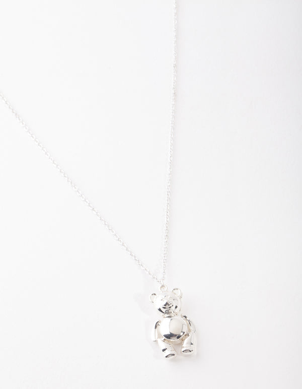 Silver Teddy Bear Necklace