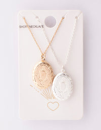 Mixed Metal Oval Locket Necklace Pack - link has visual effect only