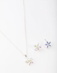Silver Flower Earrings & Necklace Set - link has visual effect only