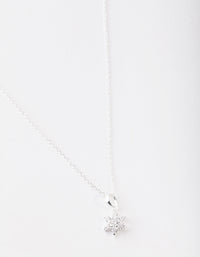 Sterling Silver Cubic Zirconia Flower Necklace - link has visual effect only