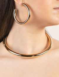Gold Tube Hoop & Necklace Set - link has visual effect only