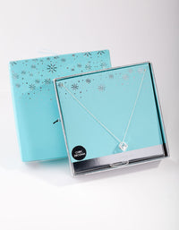 Sterling Silver Cubic Zirconia Cube Necklace - link has visual effect only