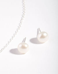 Sterling Silver Freshwater Pearl Necklace & Earrings Set - link has visual effect only