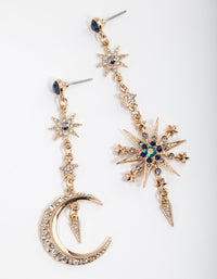 Midnight Gold Mismatch Celestial Earrings - link has visual effect only