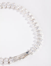 Silver Cubic Zirconia Navette Tennis Bracelet - link has visual effect only