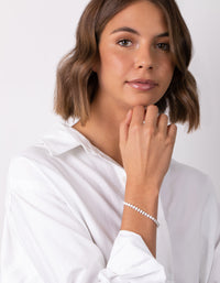 Silver Cubic Zirconia Navette Tennis Bracelet - link has visual effect only