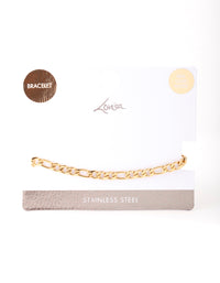 Stainless Steel Gold Plated Figaro Bracelet - link has visual effect only
