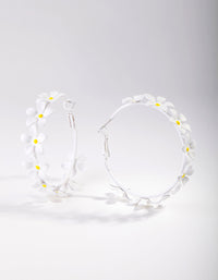 White Daisy Chain Hoop Earrings - link has visual effect only