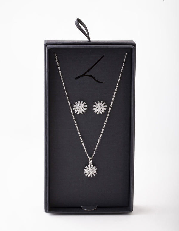 Flower Diamante Necklace & Earring Set