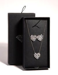Silver Heart Mosaic Necklace & Earring Set - link has visual effect only