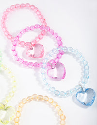 Kids Multi Coloured Bead Heart Bracelet 6-Pack - link has visual effect only