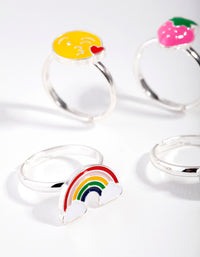 Kids Silver Fruity Rainbow Ring 6-Pack - link has visual effect only