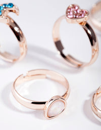 Kids Rose Gold Celestial Heart Ring 6-Pack - link has visual effect only