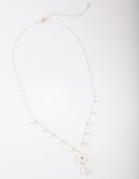 Silver Pearl Flower Chain Necklace - link has visual effect only