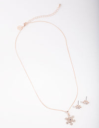Rose Gold Diamante Snowflake Necklace & Earrings - link has visual effect only