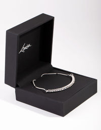 Silver Hard Diamante Toggle Bracelet - link has visual effect only
