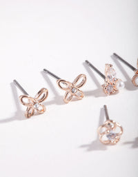 Rose Gold Flower & Pearl Micro Ear Stacker - link has visual effect only