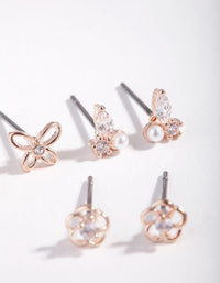 Rose Gold Flower & Pearl Micro Ear Stacker - link has visual effect only
