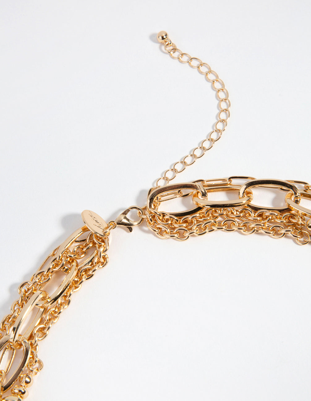 Gold Chain & Bead 4 Row Necklace