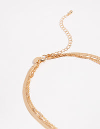 Gold Flat Chain Layer Station Necklace - link has visual effect only