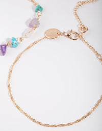 Gold Semi Precious Stone & Sun Charm Anklet Pack - link has visual effect only
