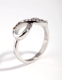 Surgical Steel Rhodium Diamante Infinity Ring - link has visual effect only