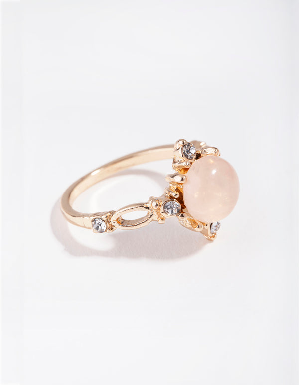 Gold Compass Stone Ring
