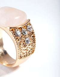 Antique Gold Pink Boho Ring - link has visual effect only