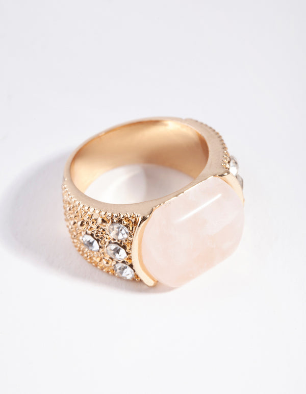 Antique Gold Pink Boho Ring