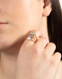 Gold Semi-Precious Sphere 3-Stack Ring - link has visual effect only