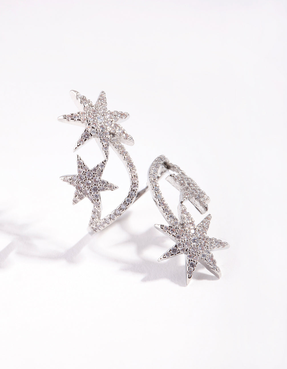 Silver Cubic Zirconia Spiral Stars Ring