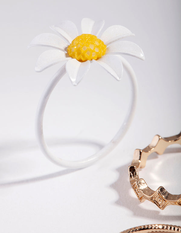 Gold Daisy Pack Ring