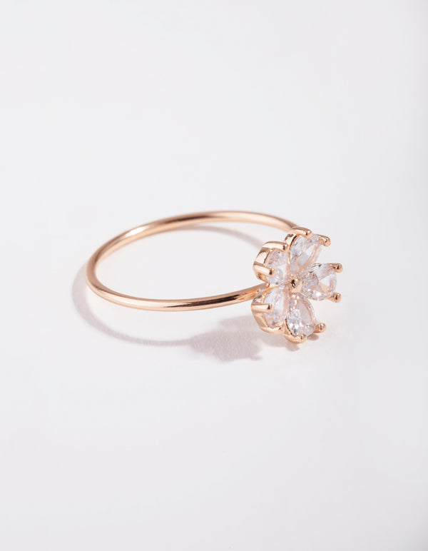 Rose Gold Cubic Zirconia Daisy Ring