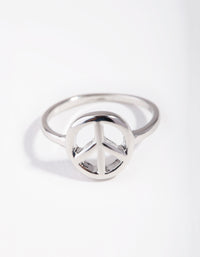 Rhodium Peace Sign Ring - link has visual effect only