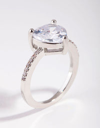 Rhodium Cubic Zirconia Heart Engagement Ring - link has visual effect only