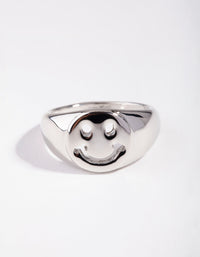 Rhodium Smiley Face Ring - link has visual effect only