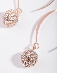 Rose Gold Diamante Ball Thread Through Earrings - link has visual effect only