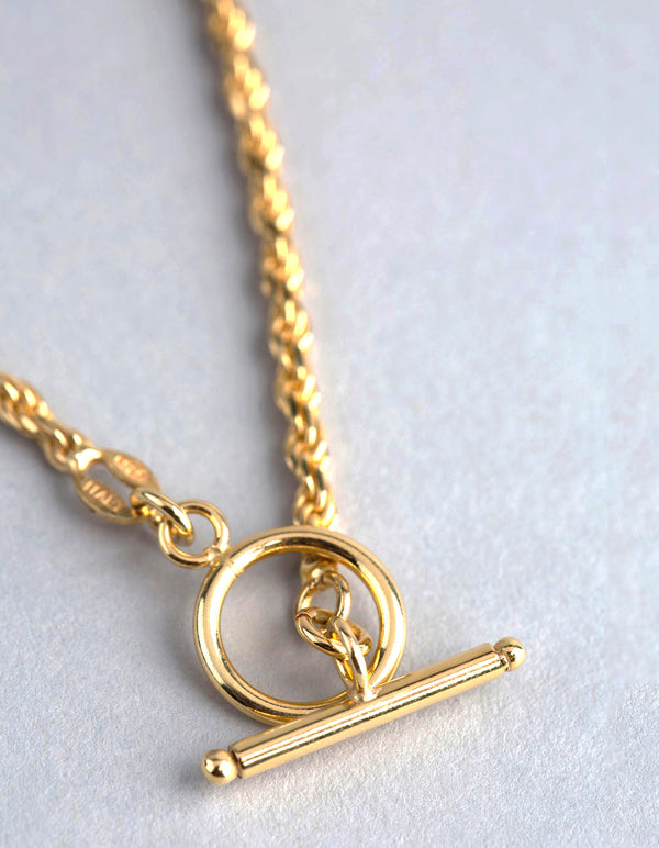 Gold Plated Sterling Silver Rope Chain T&O Necklace