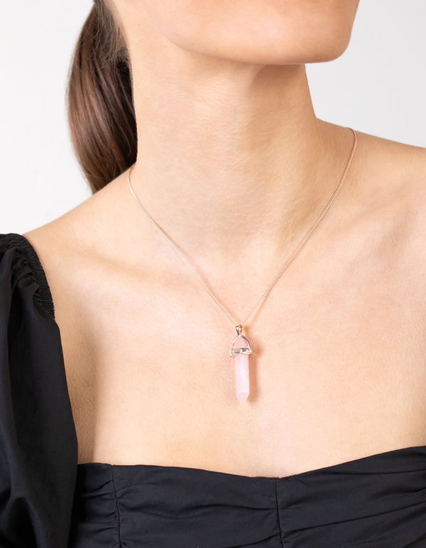 Rose Quartz Heart Pendant Necklace - Elizabeth Caroline