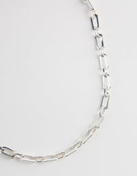 Silver Rectangle Link Necklace - link has visual effect only