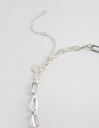 Silver Rectangle Link Necklace - link has visual effect only