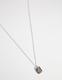 Silver Plated Crystal Rectangle Pendant Necklace - link has visual effect only
