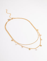 Gold Pearl & Disc Layered Necklace - link has visual effect only